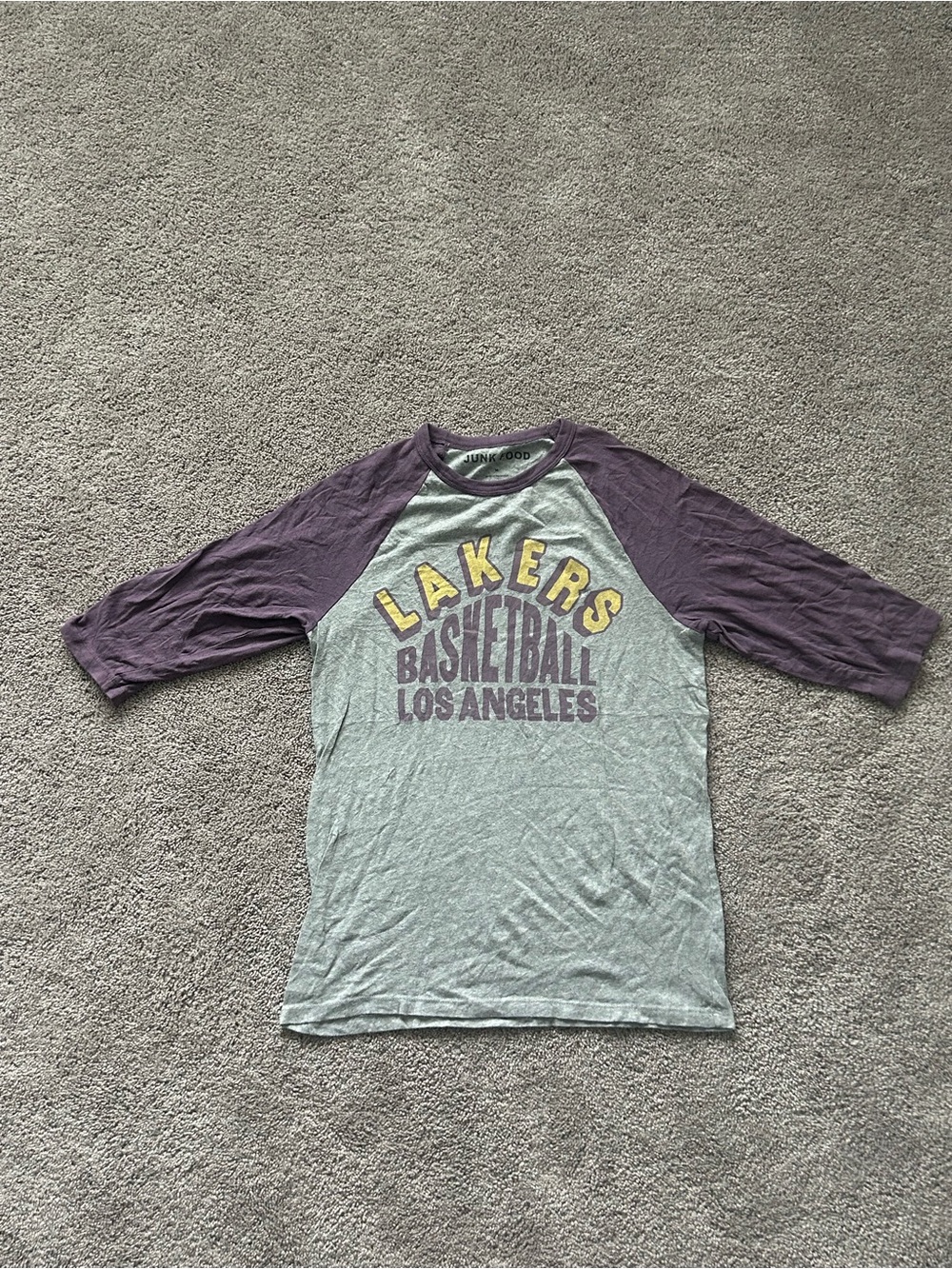 Junk Food Clothing Lakers Raglan Tee - Gray & Purple